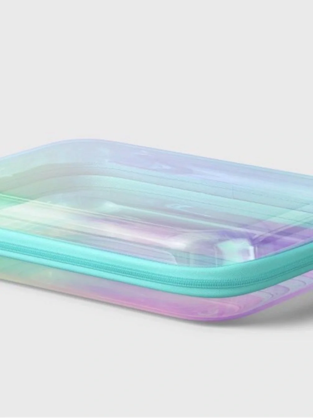Target Clear Iridescent Hard side Case with Teal Zipper